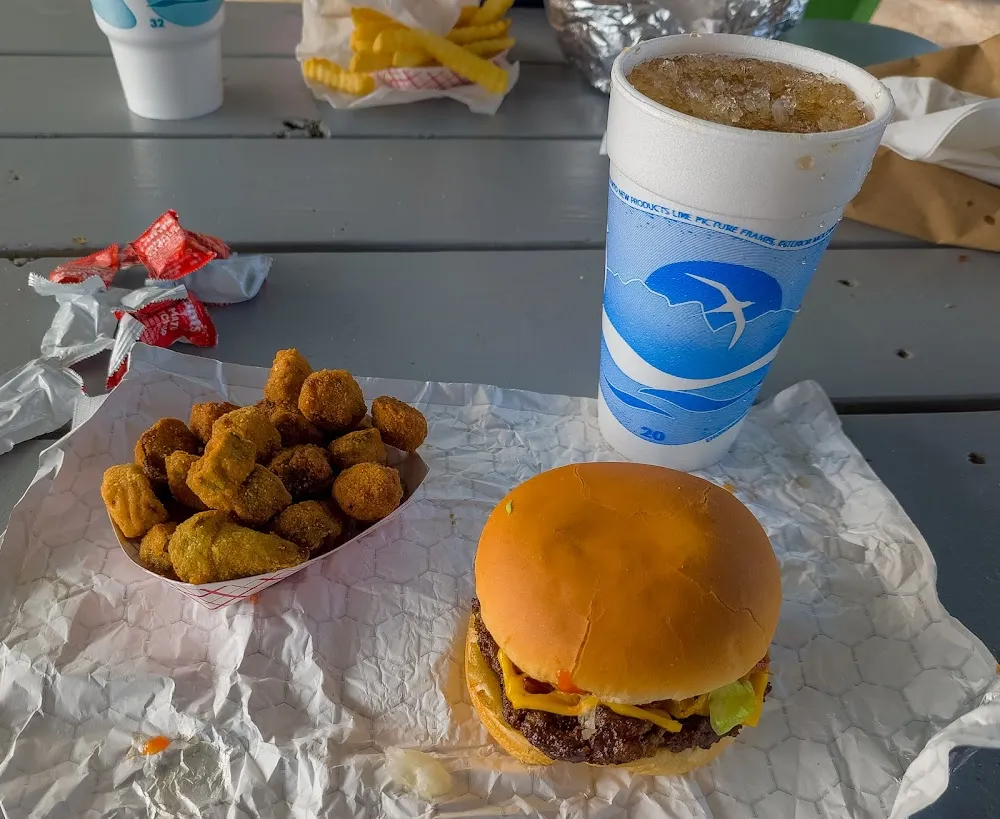 Bacon Cheeseburger with Fried Okra